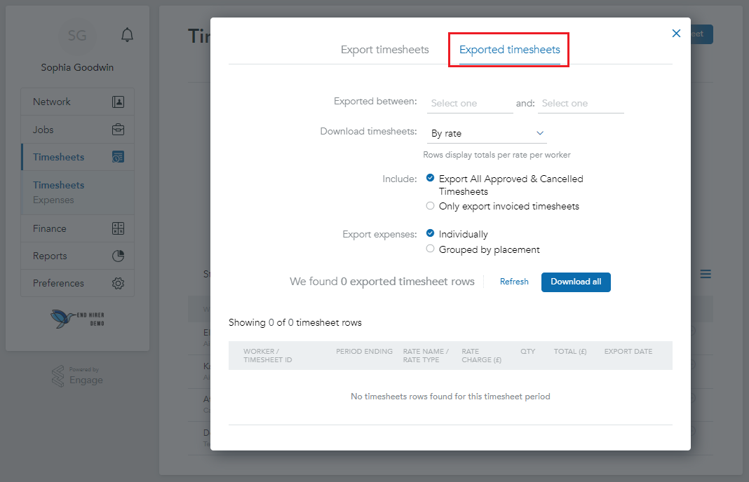 How to Export Timesheets – Engage