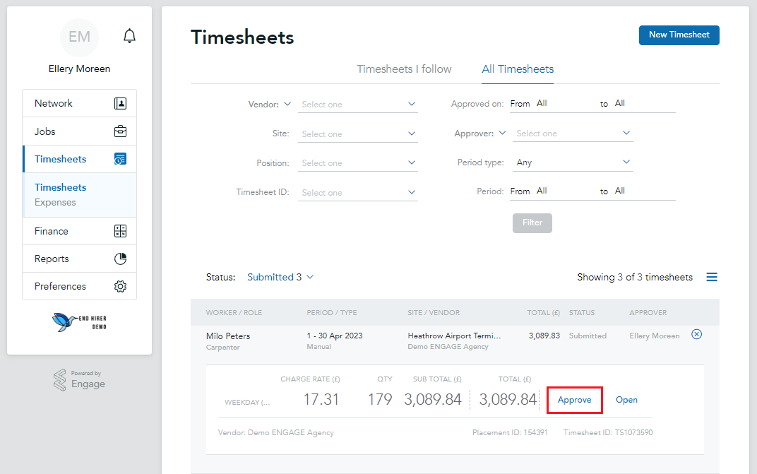 How to Approve and Reject Timesheets – Engage